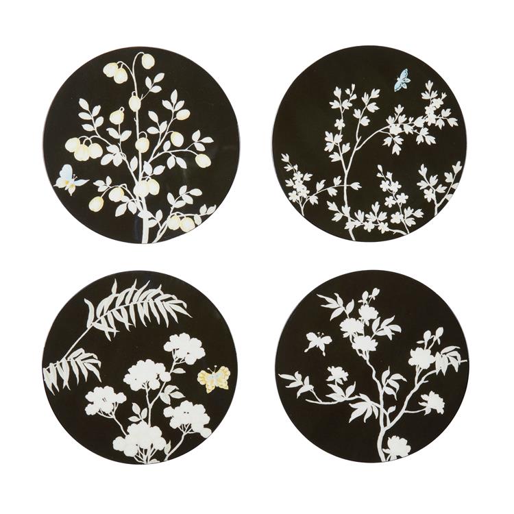 Black Chinoiserie Coasters - Set of 4 - Limited Edition - Addison Ross Ltd UK