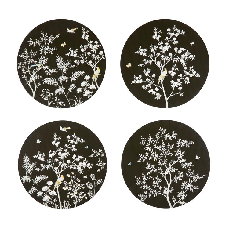 Black Chinoiserie Placemats - Set of 4 - Limited Edition - Addison Ross Ltd UK