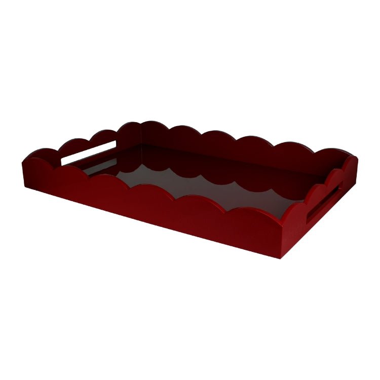 Dark Cherry Large Lacquered Scallop Ottoman Tray - Addison Ross Ltd UK