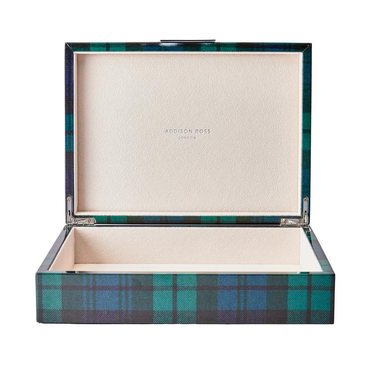 Large Black Watch Tartan Box with Silver - Addison Ross Ltd UK