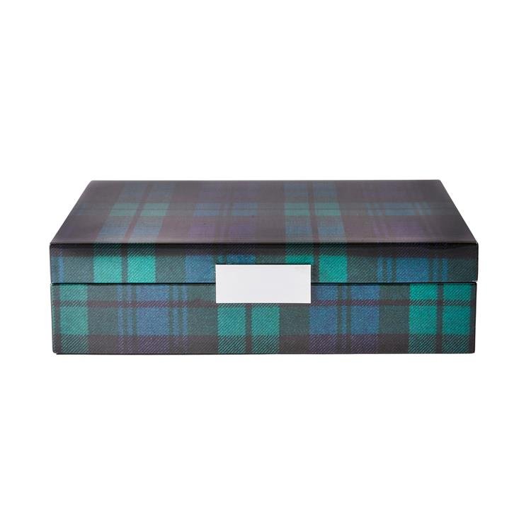 Large Black Watch Tartan Box with Silver - Addison Ross Ltd UK