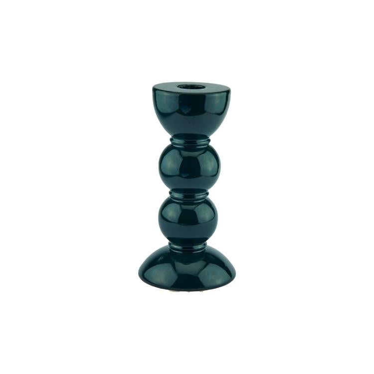 Medium Racing Green Bobbin Candlestick - 14cm - Addison Ross Ltd UK