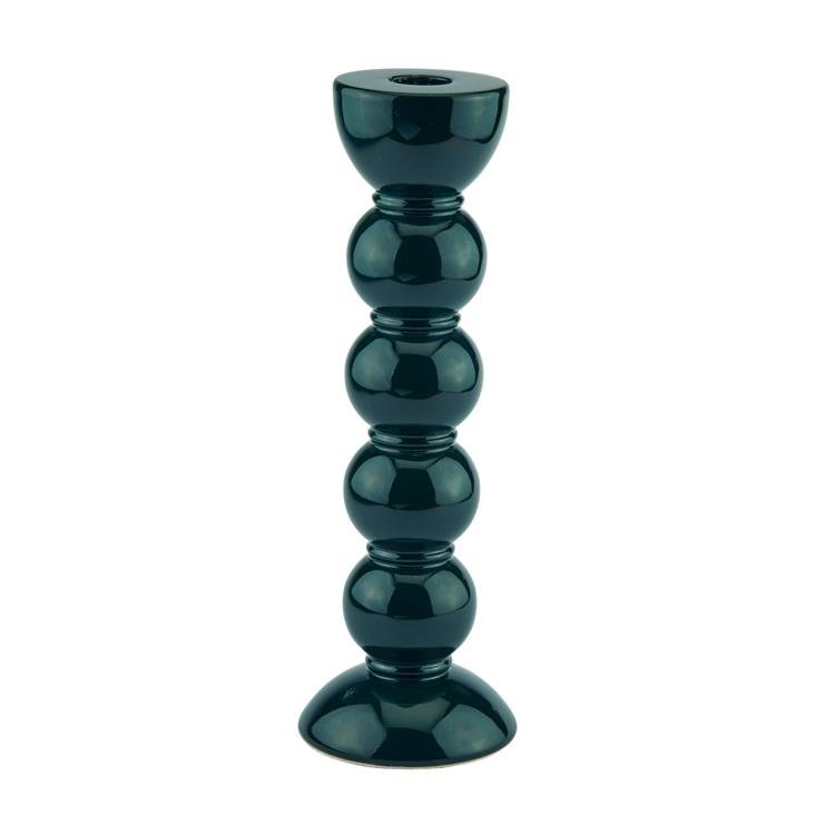 Tall Racing Green Bobbin Candlestick - 24cm - Addison Ross Ltd UK