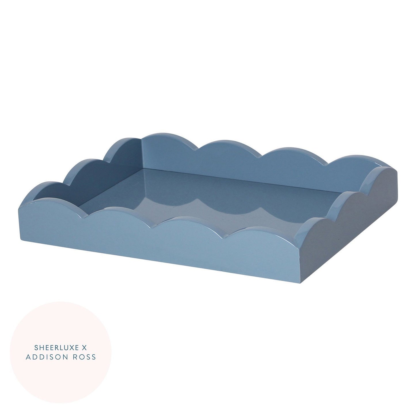 Chambray Blue Small Lacquered Scalloped Tray - Limited Edition - Addison Ross Ltd UK