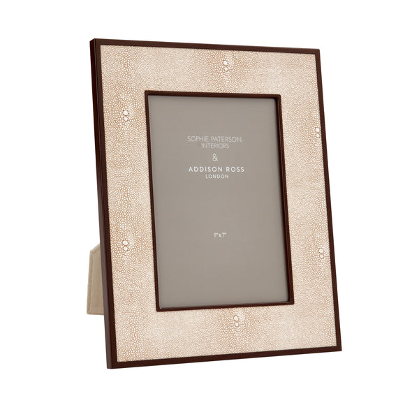 Ecru Faux Shagreen & Bronze Photo Frame