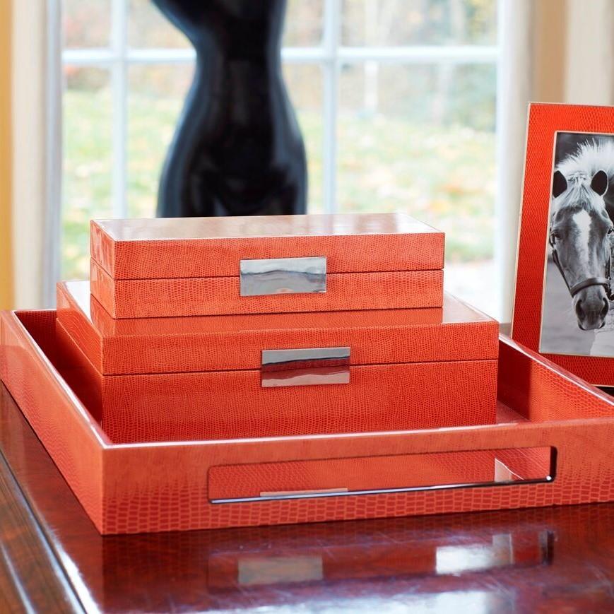 Large Orange Croc Lacquer Box with Silver – Addison Ross Ltd UK