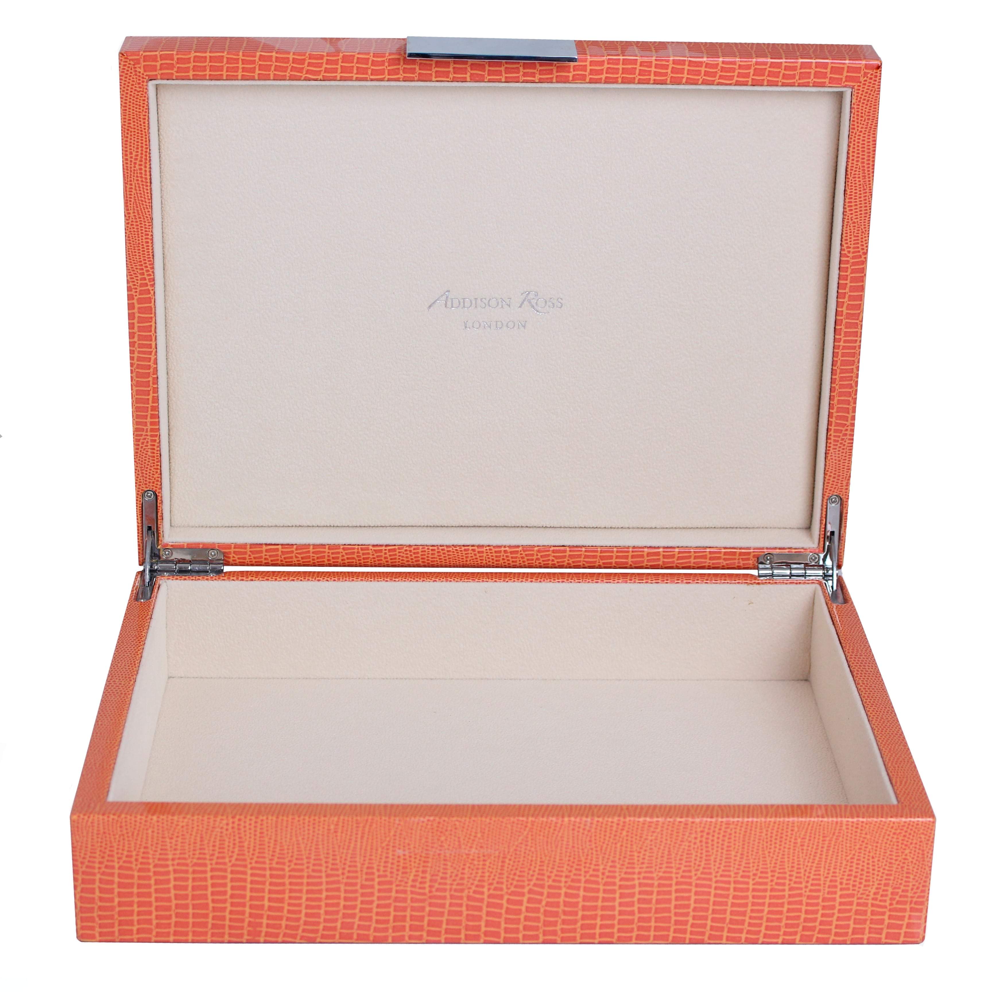 Large Orange Croc Lacquer Box with Silver – Addison Ross Ltd UK