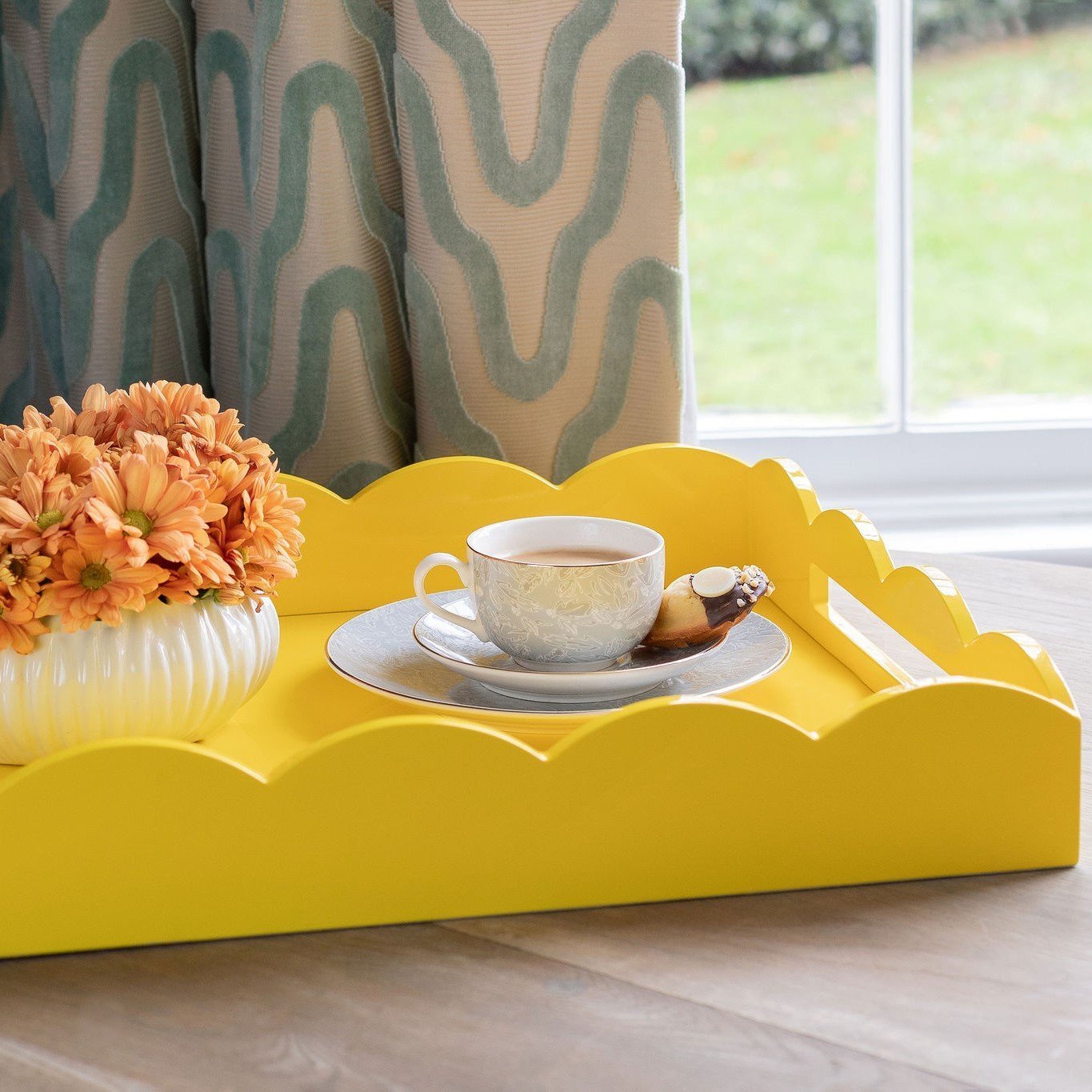 Yellow tray on sale for ottoman